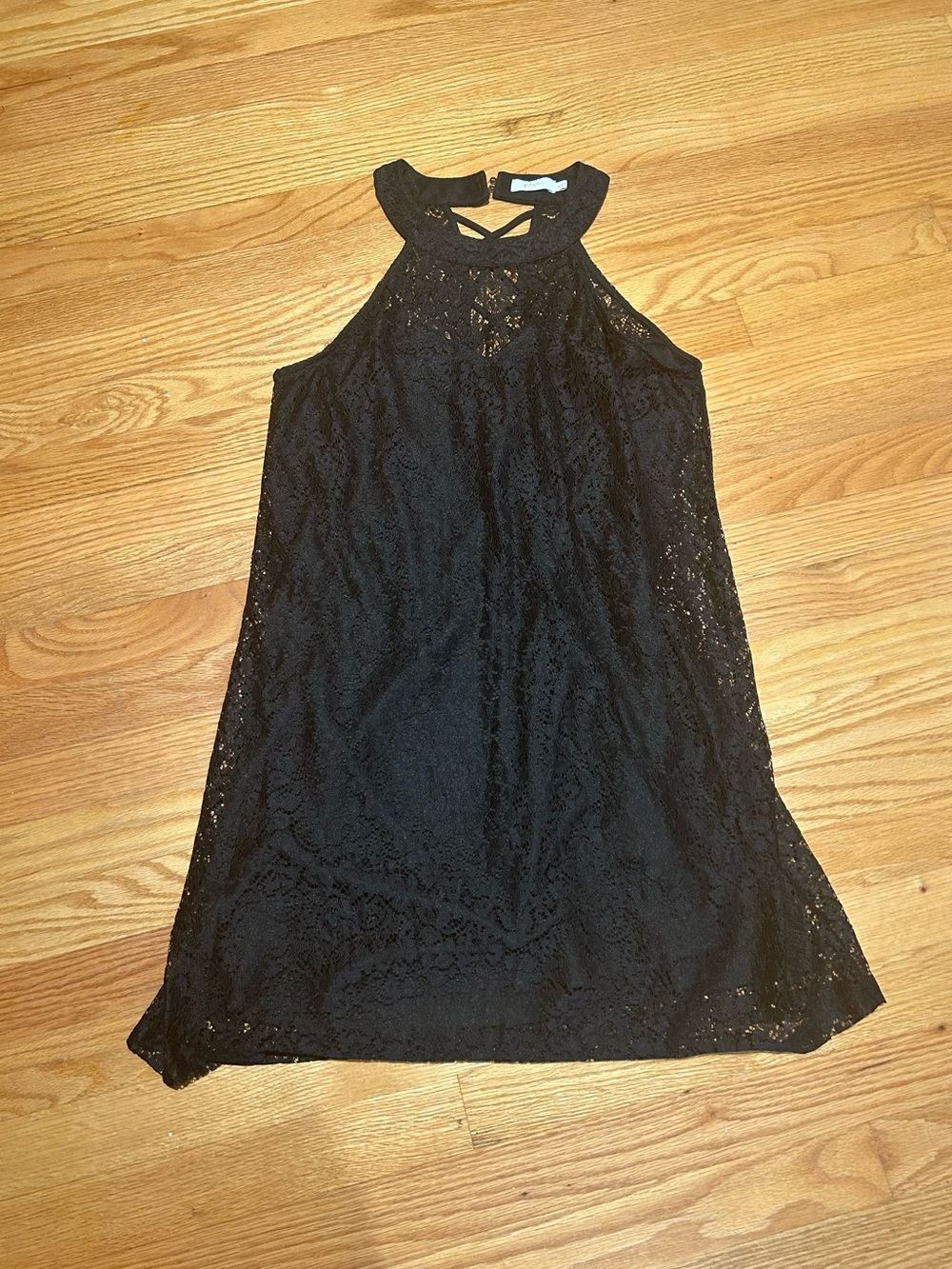 Candie's Black Lace Halter Midi Dress no